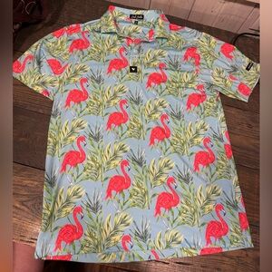 Bad Birdie flamingo polo size medium like new